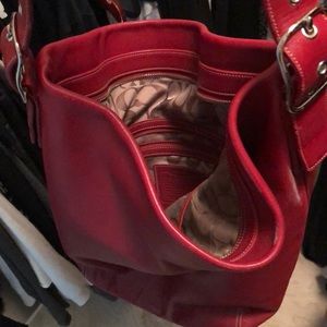 Coach bucket purse dark red